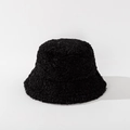Dettaglio del cappello alla pescatore in peluche nero con texture soffice e calda - M(56-58cm) / Nero