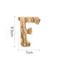 Rustic wooden letter F with natural tree bark texture measuring 9.5cm by 7cm - Letter F