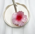 Pink gradient floral shark hair claw clip made of translucent resin for beach vacations - White Base Red Center (Rolled Flower)