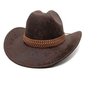 Detail of dark brown western cowboy hat featuring snakeskin texture and woven band - M (56-58cm) / Snake Coffee