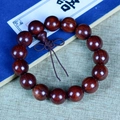 Polished 20mm dark reddish-brown sandalwood beads bracelet with Chinese knot detail - Standard Small Hole Style / 15mm*15 Beads