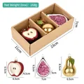 Set of 3 painted glass Christmas fruit ornaments in a natural kraft gift box - Fruit Ornament Set