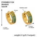 Orecchini a cerchio in acciaio placcati oro 18k con zirconi verdi sfumati incastonati - Zirconia Verde (Medio)
