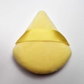 Soft yellow velvet triangle makeup powder puff with a matching silk ribbon handle - Yellow / Single Naked Pack