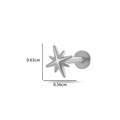 Silver star titanium body piercing stud with 0.63cm height and 0.56cm width dimensions - Octagram Star Style (589-4# Silver)