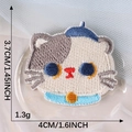 Self-adhesive embroidered cat patch with blue hat for clothing decoration, 4cm size - Cat in Christmas Hat
