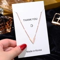 Minimalist V-shaped titanium steel pendant necklace in elegant rose gold finish - 29#xl1338-01 Rose Gold