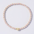 Elegant beaded bracelet with pink translucent beads and golden metallic spheres - Translucent Pink and Gold