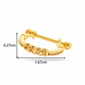 Piercing d'oreille en acier inoxydable doré en forme de U avec pierres en zircone - Style de Rangée en Forme de T (2615-2#) / Doré