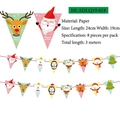Detalle de 8 piezas de pancarta navideña de papel con Papá Noel para decoración de fiestas - Banderines Lunares/Rayas Rojo Verde