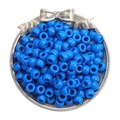 Blue acrylic pony beads with large holes for DIY jewelry making in a silver tray - 100 Pieces/Pack (9x6mm) / Solid Royal Blue