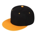 Cappellino hip-hop con corpo nero e visiera piatta arancione a contrasto vivace - Adulto (55-60cm) / Tesa gialla con parte superiore nera