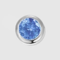 Silver stainless steel pendant featuring a round-cut deep blue birthstone crystal - Steel Color (JJYP36094) / March-Light Blue