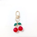 Handmade cherry pendant keychain with red beads and golden leaf alloy accessories - Red Cherry Green Leaf Gold Buckle Charm (Cherry A-C)