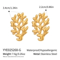 Detailansicht goldener korallenförmiger Edelstahl-Ohrringe mit Maßangaben - Gold (YYE025268-G)