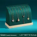 Green suede curved necklace display stand with solid wood base, size 21x9x15.5cm - Suede Velvet/Solid Wood / Green (Suede Velvet)