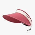 Opvouwbare zonnehoed voor dames in watermeloenrood en beige met verstelbaar koord - Rood