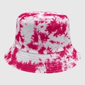 Cappello alla pescatora con motivo tie-dye rosa e bianco in tela resistente - M (56-58cm) / Tie-Dye Rosa Bianco (40)