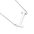 Modern silver titanium steel necklace featuring a polished uppercase letter I pendant - Letter I (KN26365-K)