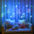 LED star Christmas curtain lights with reindeer and bell pendants for home decoration - Multicolor Christmas Style / Plug-in 220V