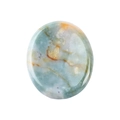 Pierre d'agate ovale polie bleu-vert clair avec veines naturelles blanches et orange vif - Jaspe Océan / 45*35*8mm