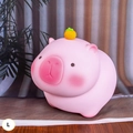 Salvadanaio Capibara rosa con arancia taglia L per decorazione camera bimbi - Rosa in Piedi Grande Stile A Arancia