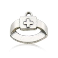 Silver alloy medical cross sign ring pendant for DIY vintage necklaces and bracelets - Antique Silver Medical Ring 18x14mm