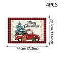 Set of 4 Christmas placemats featuring a red truck motif and 44x29.5cm size markings - 4 Pieces