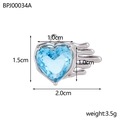 Sky blue heart pendant with silver-toned wing accents and detailed size measurements - Heart Wings Pendant (BPJ00034A)