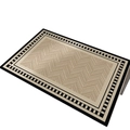 Zerbino vintage francese con motivo a spina di pesce beige e bordo geometrico nero - 50*80cm / Trama in Spina di Pesce