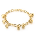 Bracelet chaîne en acier titane doré avec sept pendentifs en billes polies - Or (KB167699-Z)