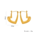 Détail de boucles d'oreilles cœur en U dorées avec dimensions de 25 mm de haut et 20 mm - Cœur Minimaliste (1192 Or)