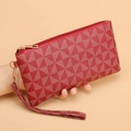 Vintage style red clutch bag with geometric triangle patterns and gold zipper strap - Red (Modern Geometric)