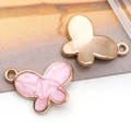 Schmetterling-Anhänger mit rosa Marmorierung und goldener Rückseite für DIY-Schmuck - Rosa Schmetterling (17x13 mm)
