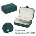 Portable dark green PU leather jewelry organizer box with multi-compartment storage - Medium (16x11x5cm) / Dark Green