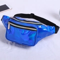 Holographic blue fanny pack with adjustable strap and iridescent metallic finish - Blue