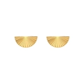 Chic 18k gold plated stainless steel chunky C-shaped hoop earrings with fan texture - Striped Texture Semicircular Stud Earrings