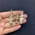 Three natural conch shell pendants with gold plated edges for jewelry making - No.13 (Beige Brown Conch - Gold Electroplating)