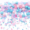 Pink and blue DIY bead kit with gradient glass seed beads and faux pearls for jewelry - 4 Strawberry Smoothie