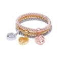 Three-piece stretch popcorn chain bracelet set with heart tree of life pendants - 1042 Heart Tree of Life Set