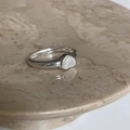 Minimalist 925 sterling silver ring with white heart-shaped shell inlay on marble - Heart Mother of Pearl Metal Style(JZ0214)