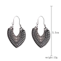 Bohemian retro heart-shaped hollow earrings with vintage silver finish and intricate patterns - E1911-12 Vintage Hollow Heart Earrings