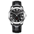 DEDIMA Herrenuhr wasserdicht mit römischen Ziffern und Datumsanzeige - Schwarzes Lederarmband Schwarzes Zifferblatt