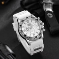 Quartz sporthorloge voor heren met witte siliconen band en zilveren metalen accenten - Witte Wijzerplaat Zilveren Kast Witte Band