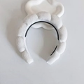 Puffy cloud-style white padded headband with non-slip inner teeth design - White With Non-Slip Strip