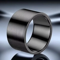 Minimalist 2mm black matte stainless steel ring with brushed finish and polished edges - 2-e-4 Black 10mm / Size 7