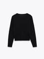Cardigan nero classico a maniche lunghe con girocollo e bordo a coste steso - S / Nero
