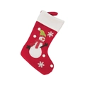 Klassischer roter Weihnachtsstrumpf aus Filz mit Schneemann-Stickerei und weißem Plüschrand - 2365b# Schneemann-box Größe 500