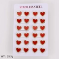 Set of 12 pairs of red heart stud earrings in stainless steel on a display card - Medium (11*10mm) / Red Shell