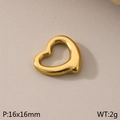 Polished 16x16mm heart-shaped stainless steel pendant in gold finish for DIY jewelry - Simple Heart (KLJ124-Z)